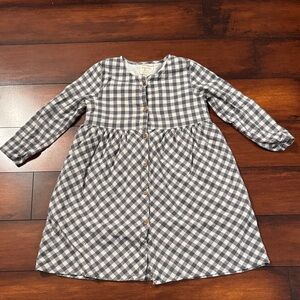 Charming Checkered Kids Dress with Button Detail